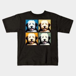 Pop Retro Art Old English Sheepdog - Cute Puppy Kids T-Shirt